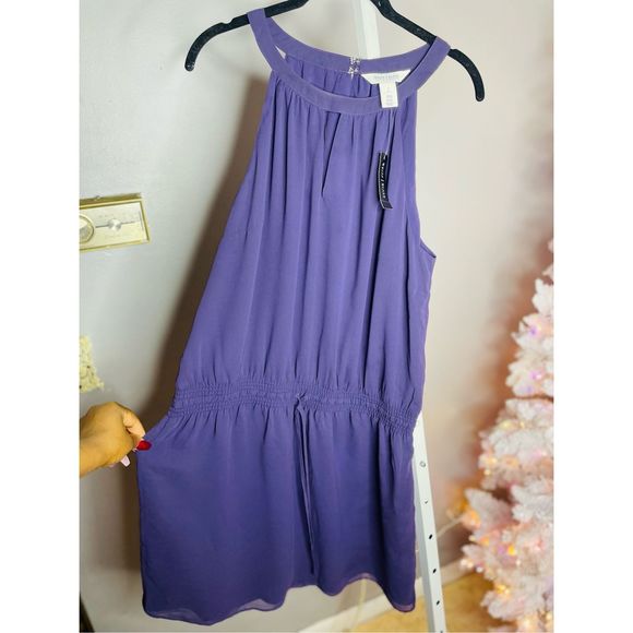 White House Black Market Dresses & Skirts - NWT White House Black Market Purple Halter Dress Women's Size Large